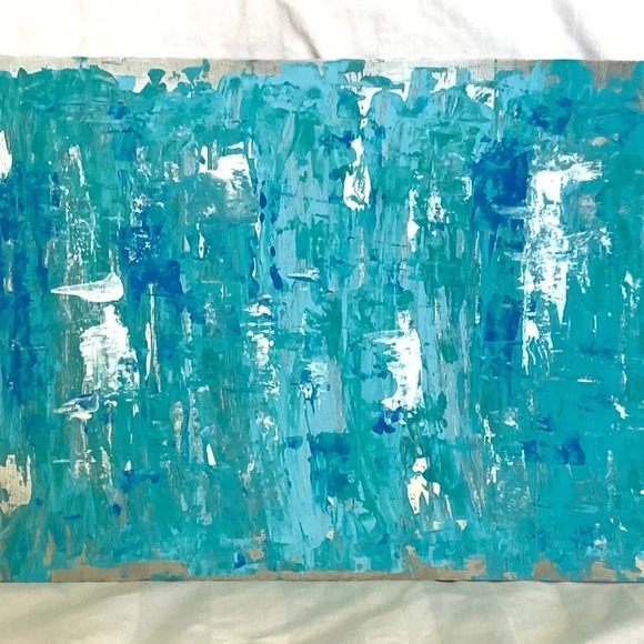 ORIGINAL ART! Teal, aqua, metallic silver & blue - Picture 2 of 6